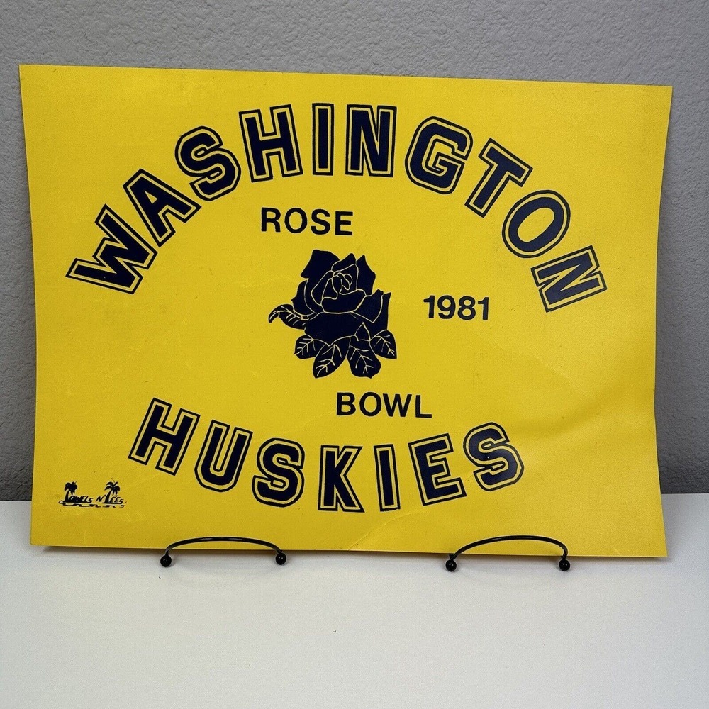 VTG 1981 Rose Bowl Washington Huskies Plastic Sign NCAA Mancave‎